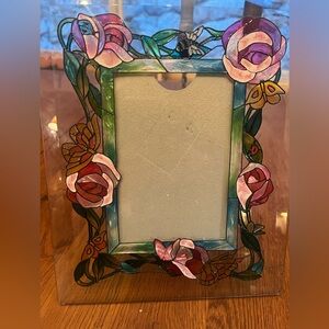 Joan Baker Designs Handpainted 5x7 Floral Rose Butterfly Picture Frame